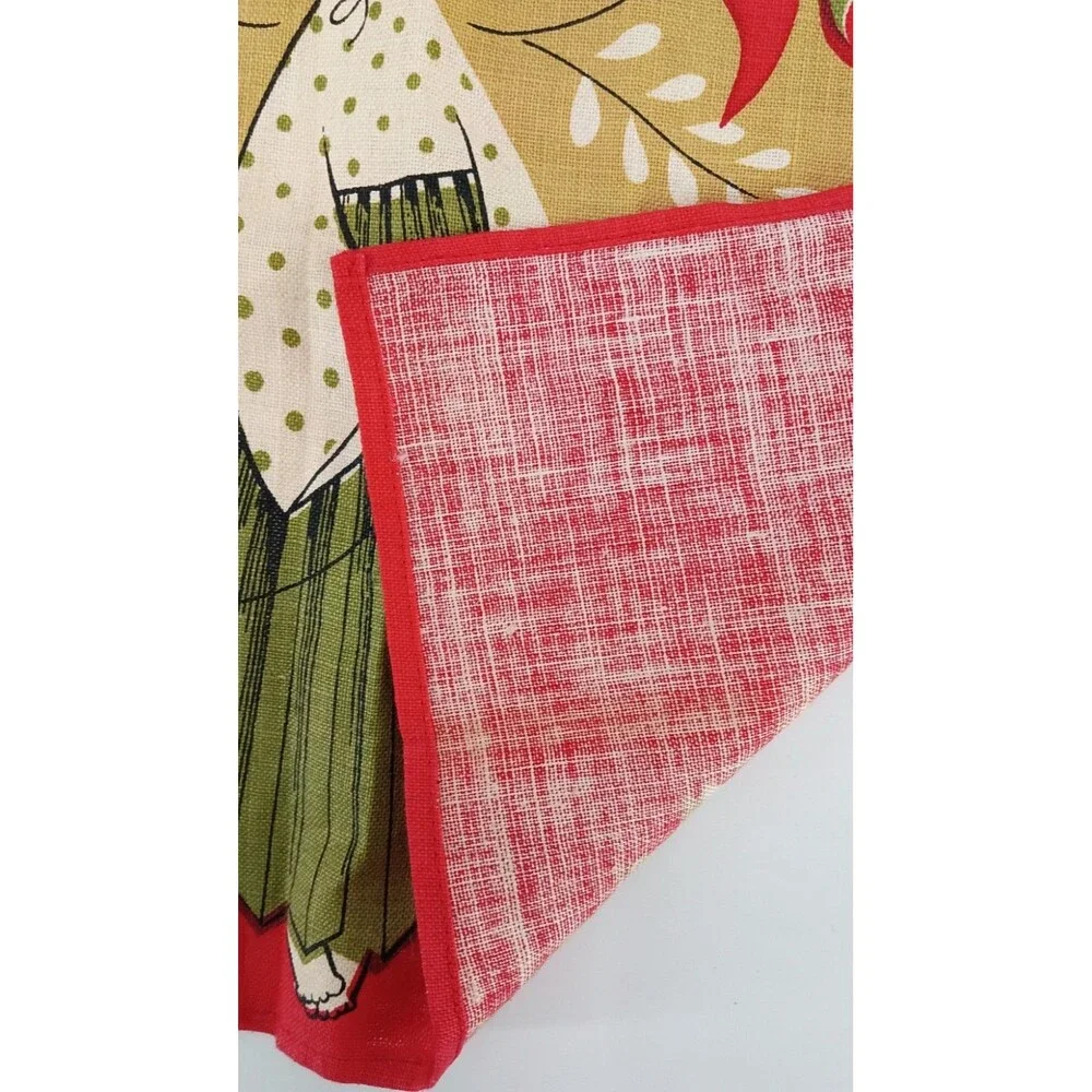 Vintage 60s Chuck Gruen Christmas Angel Linen Tea Towel Fallani Cohn MCM